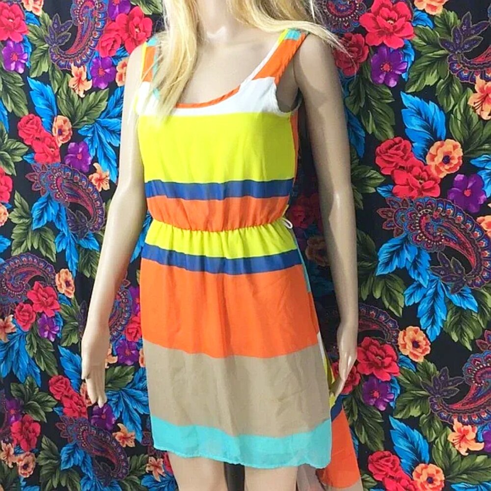 WOMEN’S PAPAYA DRESS WOMENS SIZE SMALL LONG TAIL HIGH LOW DRESS COLORFUL VIBRANT